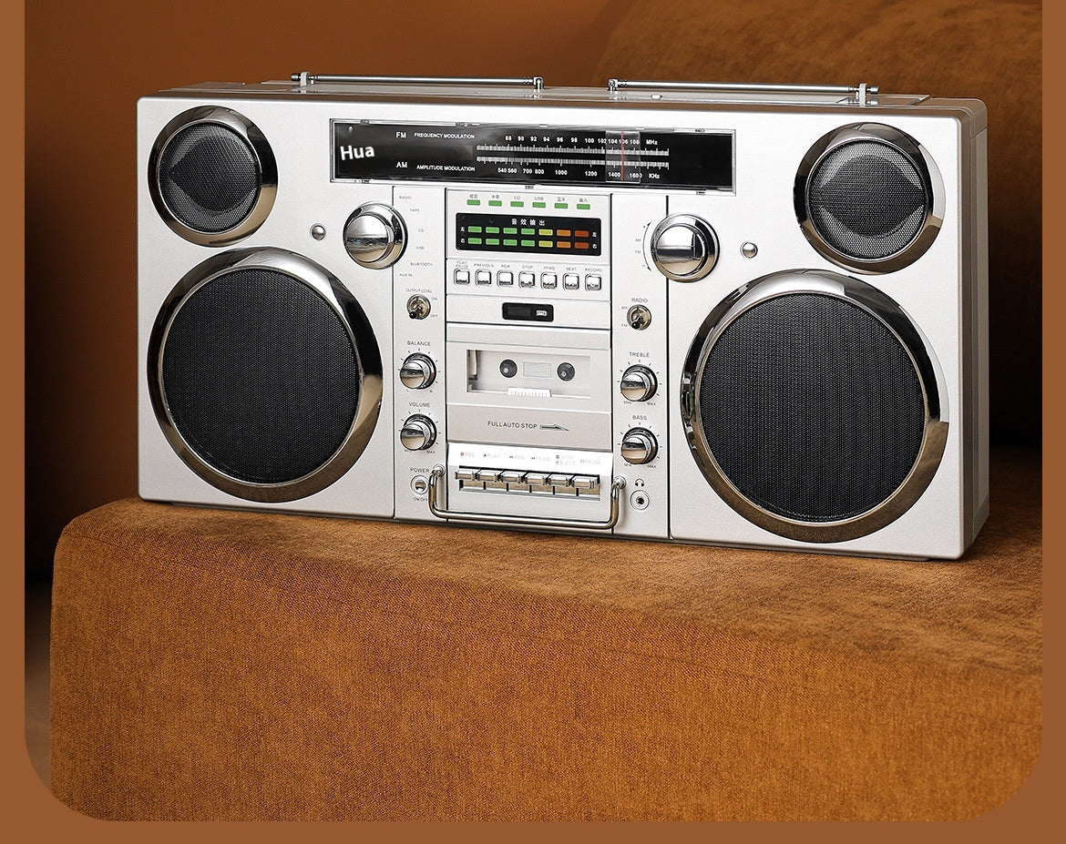 Classic European and American Rock Large Tape Recorder Radio Wireless Bluetooth Speaker Karaoke All-in-One High-Quality Sound System