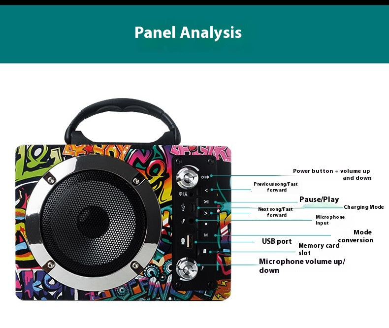Tuya Wooden Bluetooth Speaker Subwoofer Portable Outdoor Wireless Karaoke Card Slot USB Flash Drive Radio Gift Sound System