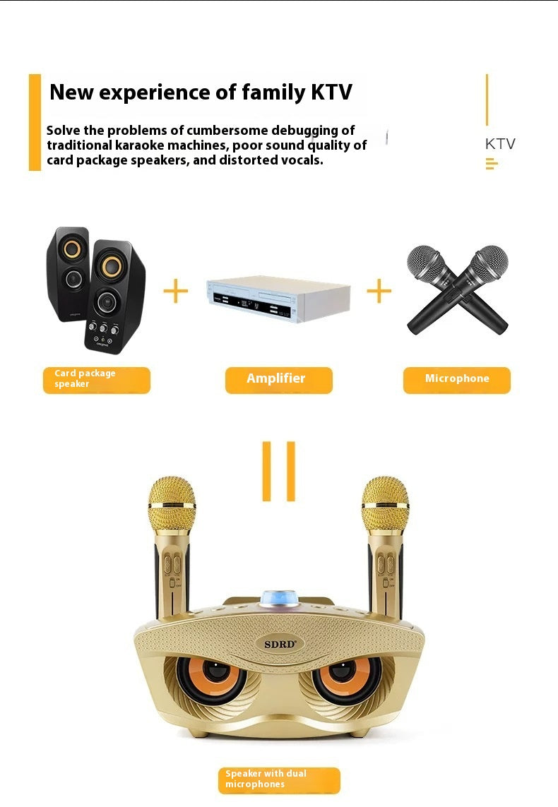 SD306S Bluetooth Speaker Owl Mobile Phone Singing Wireless Microphone Dual Speaker Microphone Speaker Manufacturer Supply