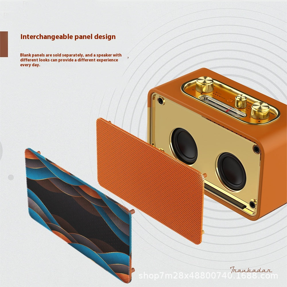 Retro Desktop Dual Speaker Wireless Bluetooth Speaker Portable High-Quality Retro Speaker for Home and Outdoor Use