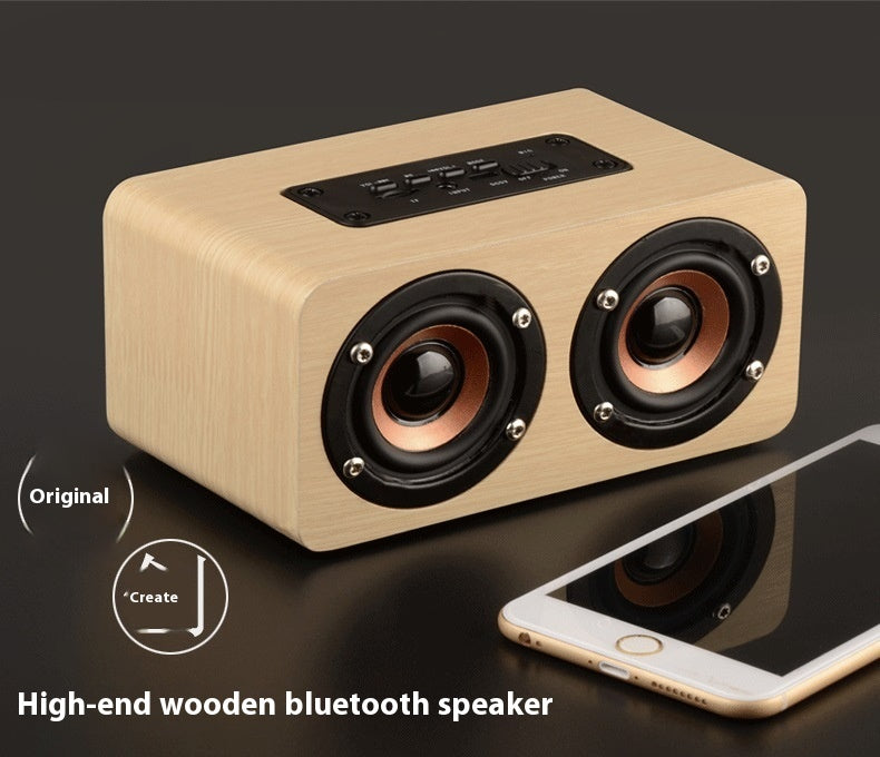 K5 Wireless Bluetooth Speaker Dual Speakers Mobile Phone Wooden Card Slot Speaker Subwoofer Wired Charging Battery