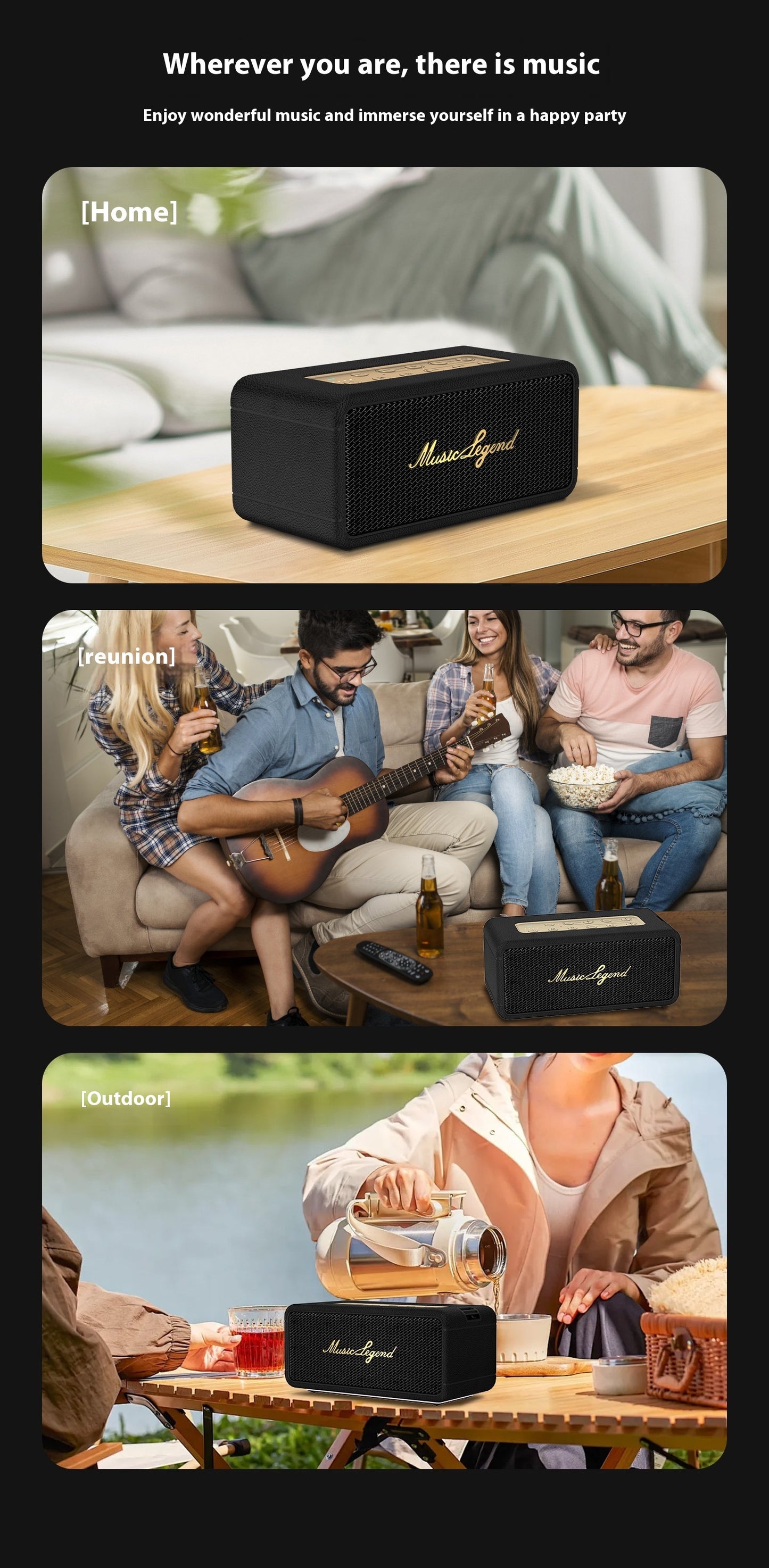 Music Legend Light-Picking Generation Berlin Sound Bluetooth Speaker Wireless Audiophile Grade