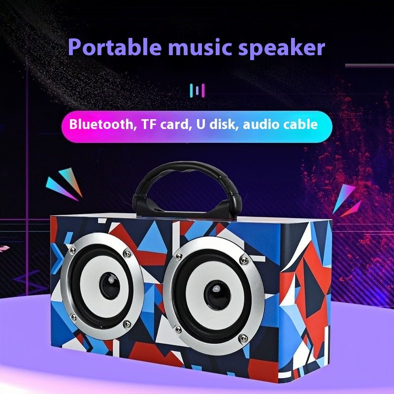 Wooden Bluetooth Speaker Outdoor Square Dance Retro Portable Wireless Card Slot Subwoofer Speaker