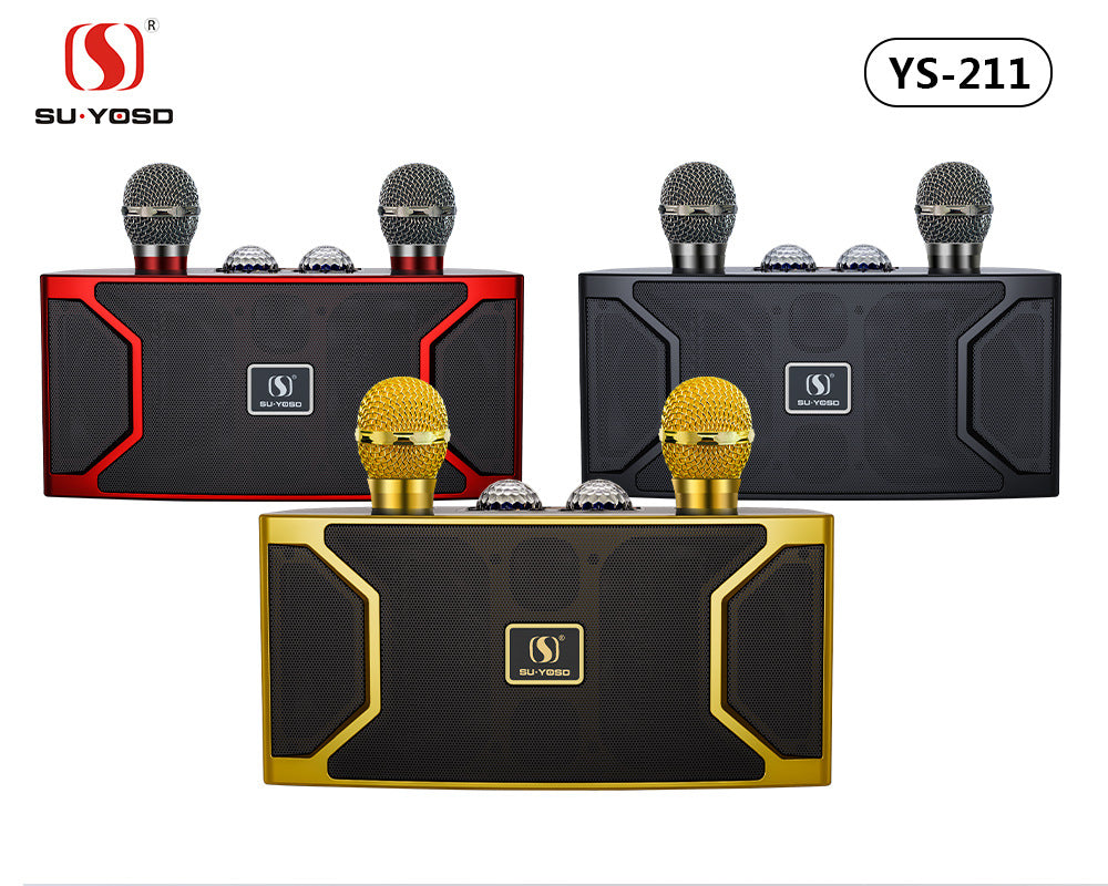New YS-211 Bluetooth Speaker High Power Karaoke Subwoofer with Wireless Microphone and LED Flash Light