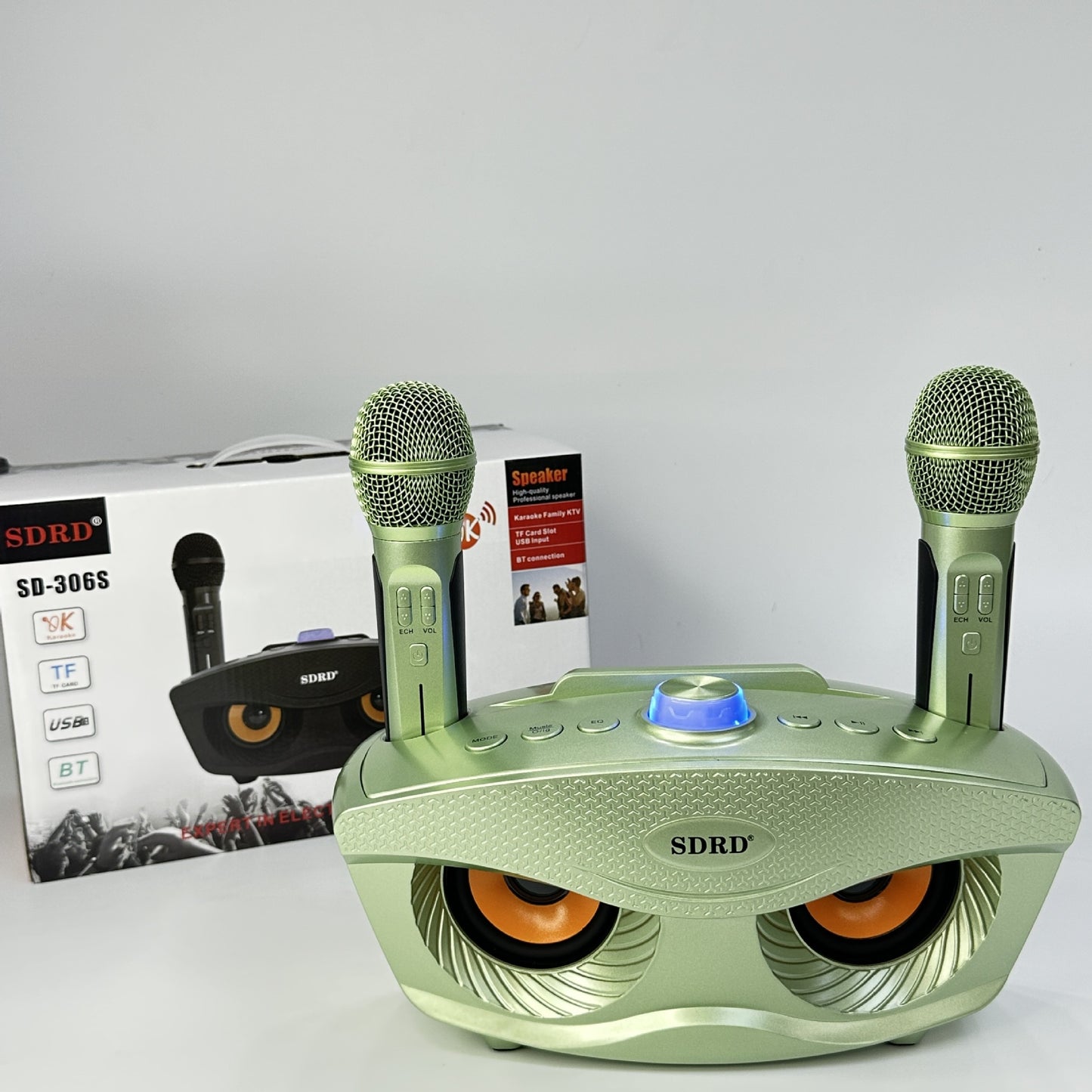 Upgraded Owl SD306S Wireless Microphone Rechargeable Home KTV Bluetooth Speaker All-in-One Outdoor Karaoke Machine