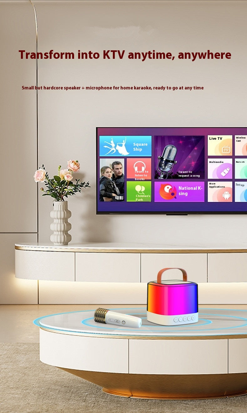 New Bluetooth Speaker Portable Outdoor Bluetooth Audio Wireless Karaoke with Microphone for Home KTV