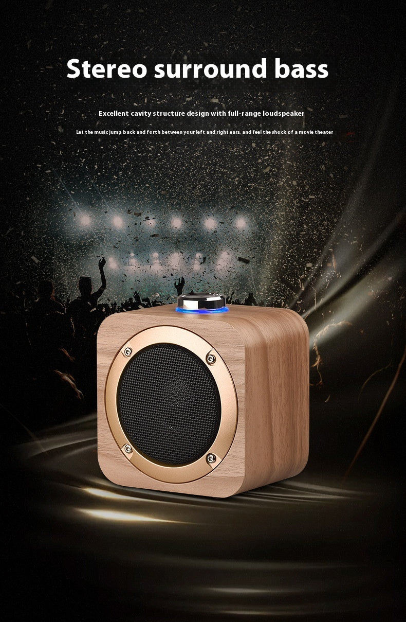 Q1B Wooden Retro Bluetooth Speaker Square Audio Desktop Wooden Wireless Subwoofer TWS New Gift