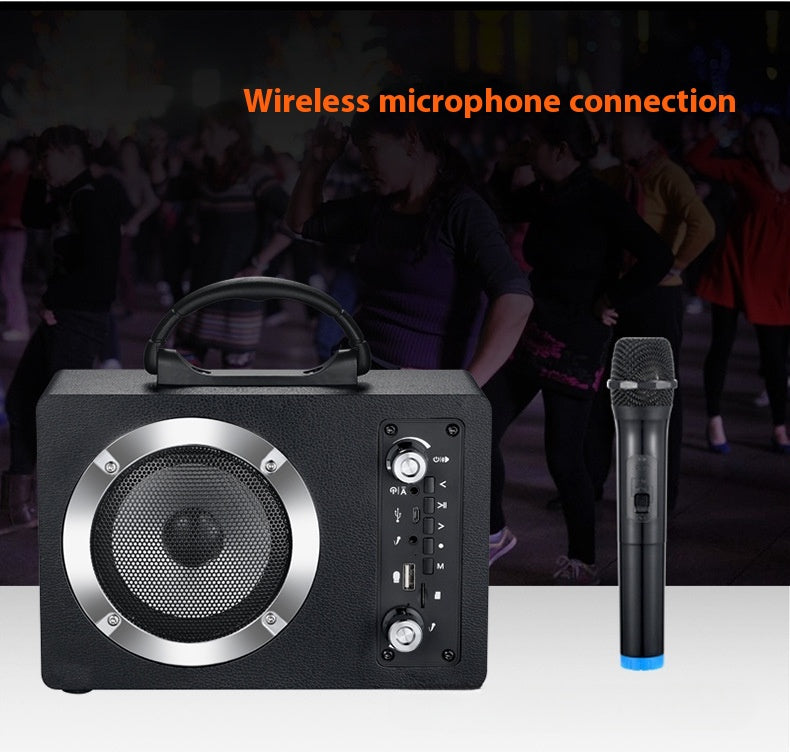 Tuya Wooden Bluetooth Speaker Subwoofer Portable Outdoor Wireless Karaoke Card Slot USB Flash Drive Radio Gift Sound System