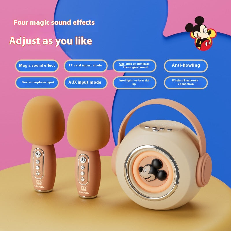 Disney K-Song Wireless Bluetooth Microphone Speaker Combo for Home KTV Dual Microphone Singing Home Microphone Speaker