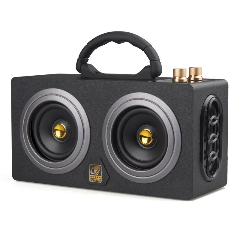 Bluetooth Speaker Outdoor Portable Retro Wooden Handheld Speaker for Phone Computer Square Dance Graffiti Heavy Bass Cannon