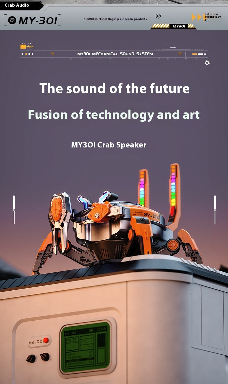 Wireless Bluetooth Machine Crab Speaker Small Subwoofer Combination Audio Machinery RGB Lamp Decoration Machine Armor Style