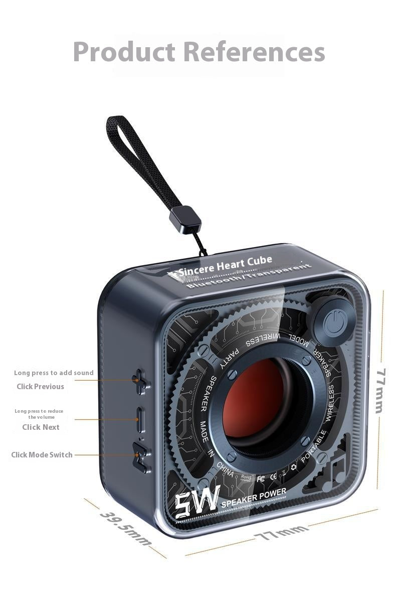 New Transparent Mecha Mini Cannon Bluetooth Speaker Outdoor Home Portable Card Slot Subwoofer Mini Speaker