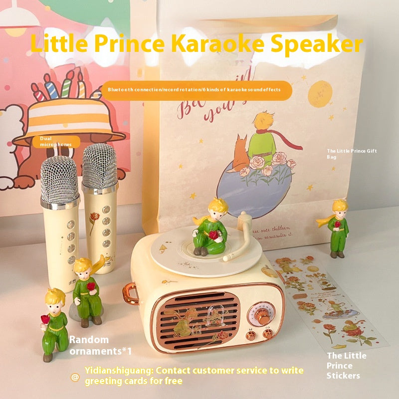 Microphone Practical Small Retro Little Prince Integrated Record Speaker Gift Birthday Microphone Song Audio Blue Free Shipping