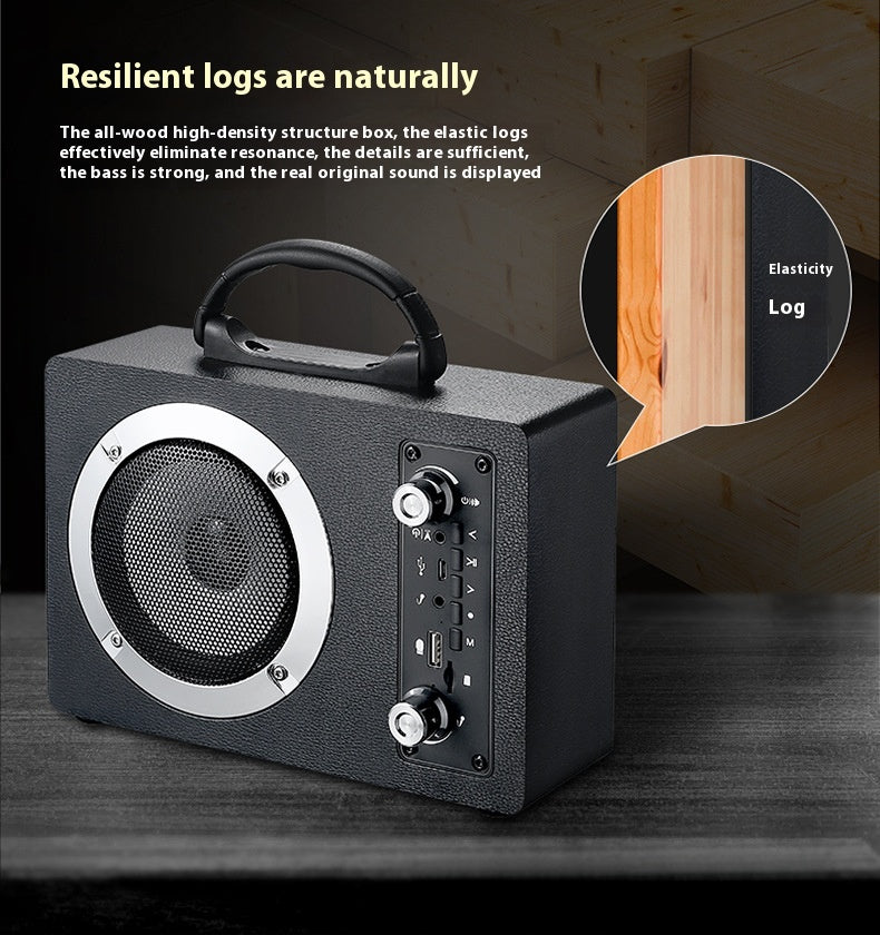 Tuya Wooden Bluetooth Speaker Subwoofer Portable Outdoor Wireless Karaoke Card Slot USB Flash Drive Radio Gift Sound System