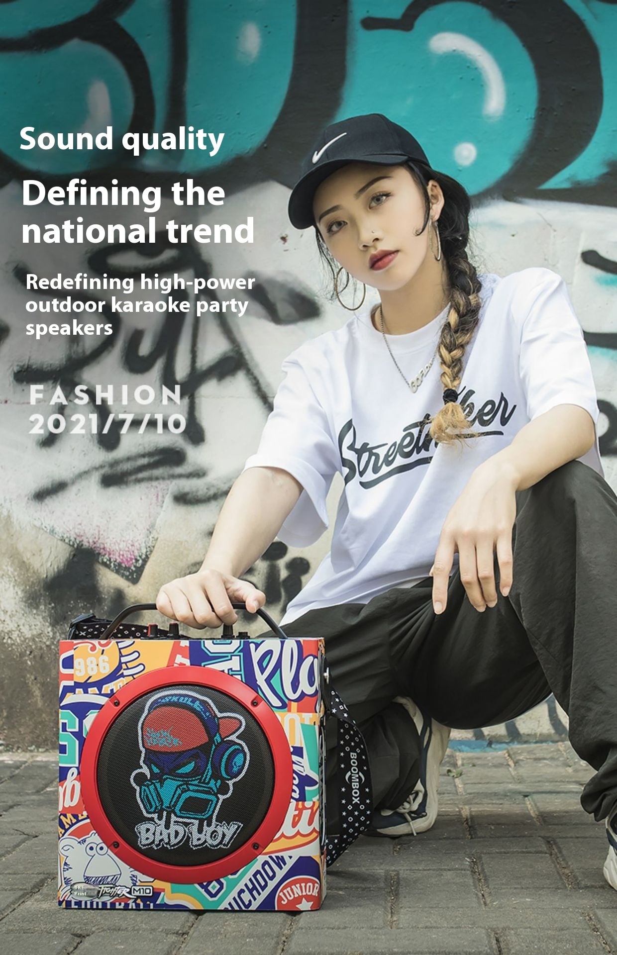 M10 Square Dance Speaker Portable Handheld Backpack Wireless Bluetooth Karaoke Practice Street Dance Yoga Fitness Subwoofer