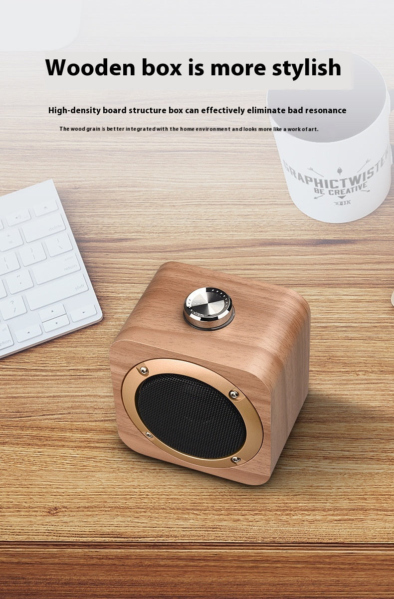 Q1B Wooden Retro Bluetooth Speaker Square Audio Desktop Wooden Wireless Subwoofer TWS New Gift