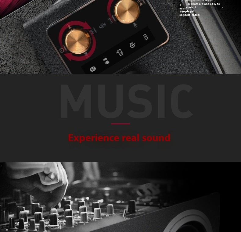 Bluetooth Speaker Outdoor Portable Retro Wooden Handheld Speaker for Phone Computer Square Dance Graffiti Heavy Bass Cannon