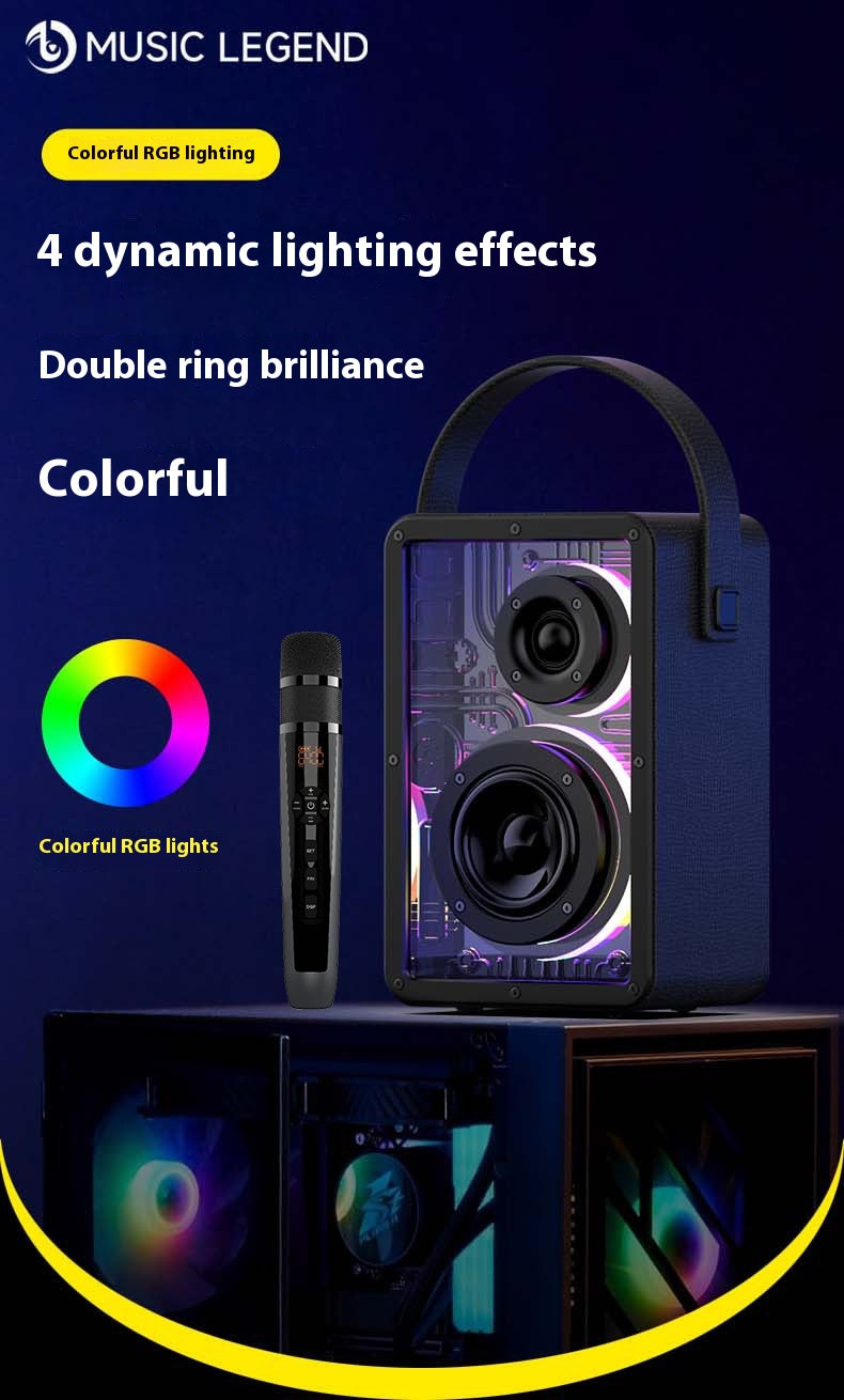 Music Legend R12 Outdoor Karaoke Subwoofer Acrylic LED Light 40W Bluetooth Speaker