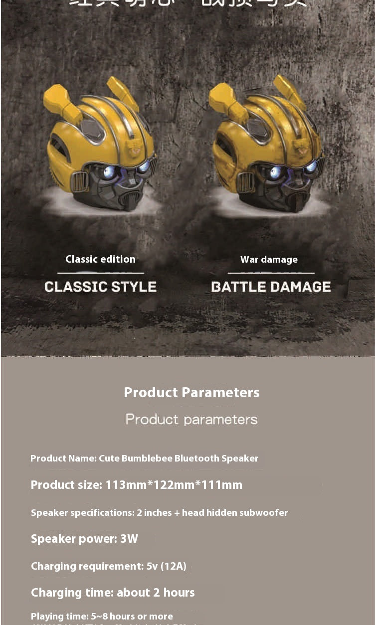 New Bluetooth Speaker Iron Man Bumblebee Helmet Creative Gift Novelty Radio Card Slot Phone Speaker