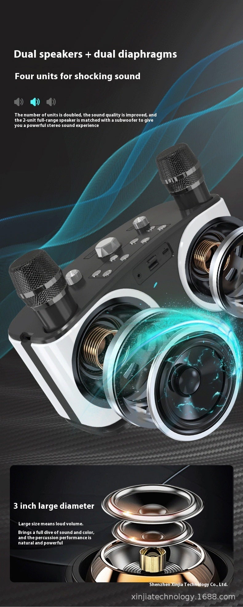 SD306 Bluetooth Speaker with Microphone A922 Home Outdoor Portable KTV Wireless Karaoke Speaker Set