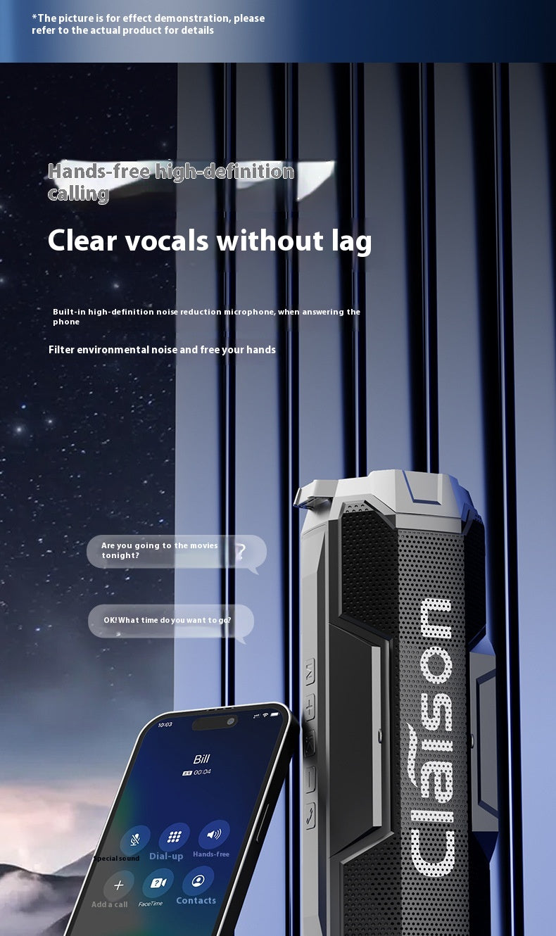 Outdoor Bluetooth Speaker High Sound Quality Super Subwoofer Dual Speakers Large Volume Portable Wireless Card Slot Speaker