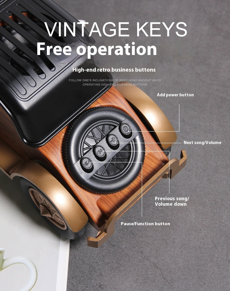 Better New Product A9 Bluetooth Speaker Retro Wood Grain Classic Car Wireless Subwoofer Radio Car Speaker Gift!