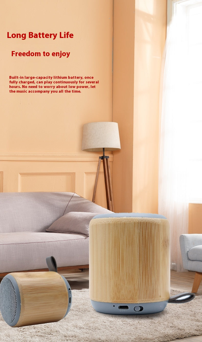 Bamboo Eco-friendly Bluetooth Speaker Desktop Mini Portable Bluetooth Speaker with Carabiner Gift Small Speaker