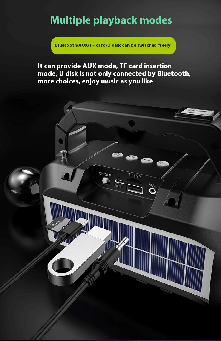 Outdoor Speaker Bluetooth Speaker Wireless Card Slot Solar Creative Multifunctional Flashlight Portable Speaker