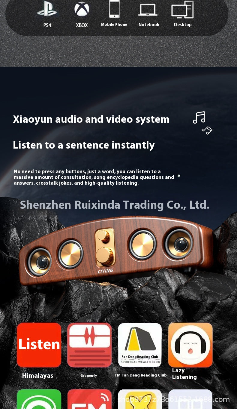 Vintage Wireless Bluetooth Speaker Large Loudspeaker Heavy Bass Wooden Long Soundbar Home Card Slot Desktop Car Audio