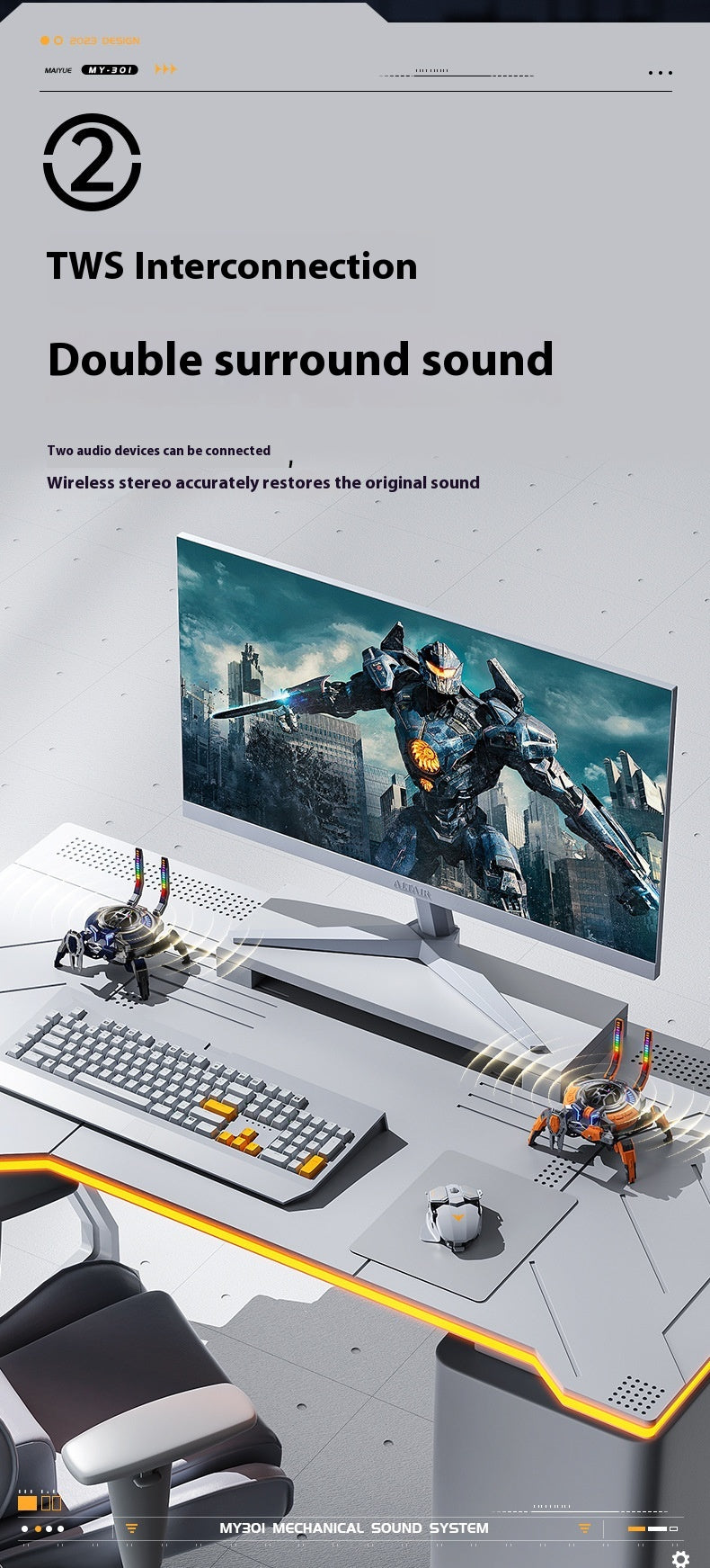 Wireless Bluetooth Machine Crab Speaker Small Subwoofer Combination Audio Machinery RGB Lamp Decoration Machine Armor Style