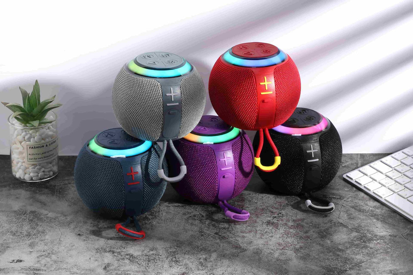 New TG683 Bluetooth Speaker Round Colorful Light Card Insert U Disk Outdoor Portable Big Speaker Mini Subwoofer