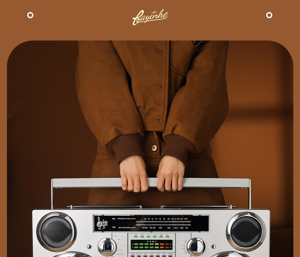 Classic European and American Rock Large Tape Recorder Radio Wireless Bluetooth Speaker Karaoke All-in-One High-Quality Sound System