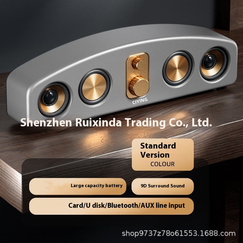 Vintage Wireless Bluetooth Speaker Large Loudspeaker Heavy Bass Wooden Long Soundbar Home Card Slot Desktop Car Audio
