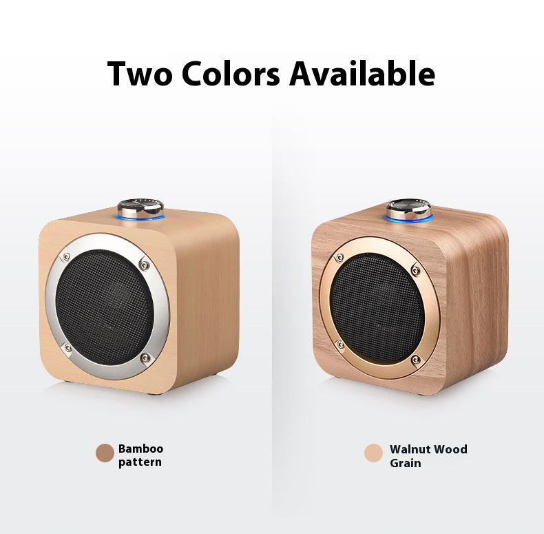 Q1B Wooden Retro Bluetooth Speaker Square Audio Desktop Wooden Wireless Subwoofer TWS New Gift