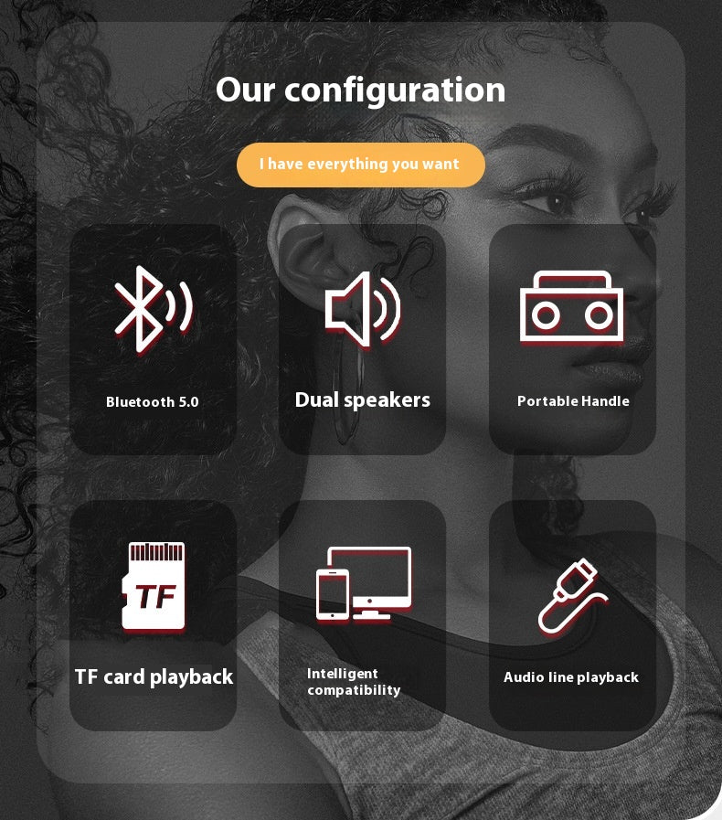 Wooden Bluetooth Speaker Outdoor Square Dance Retro Portable Wireless Card Slot Subwoofer Speaker