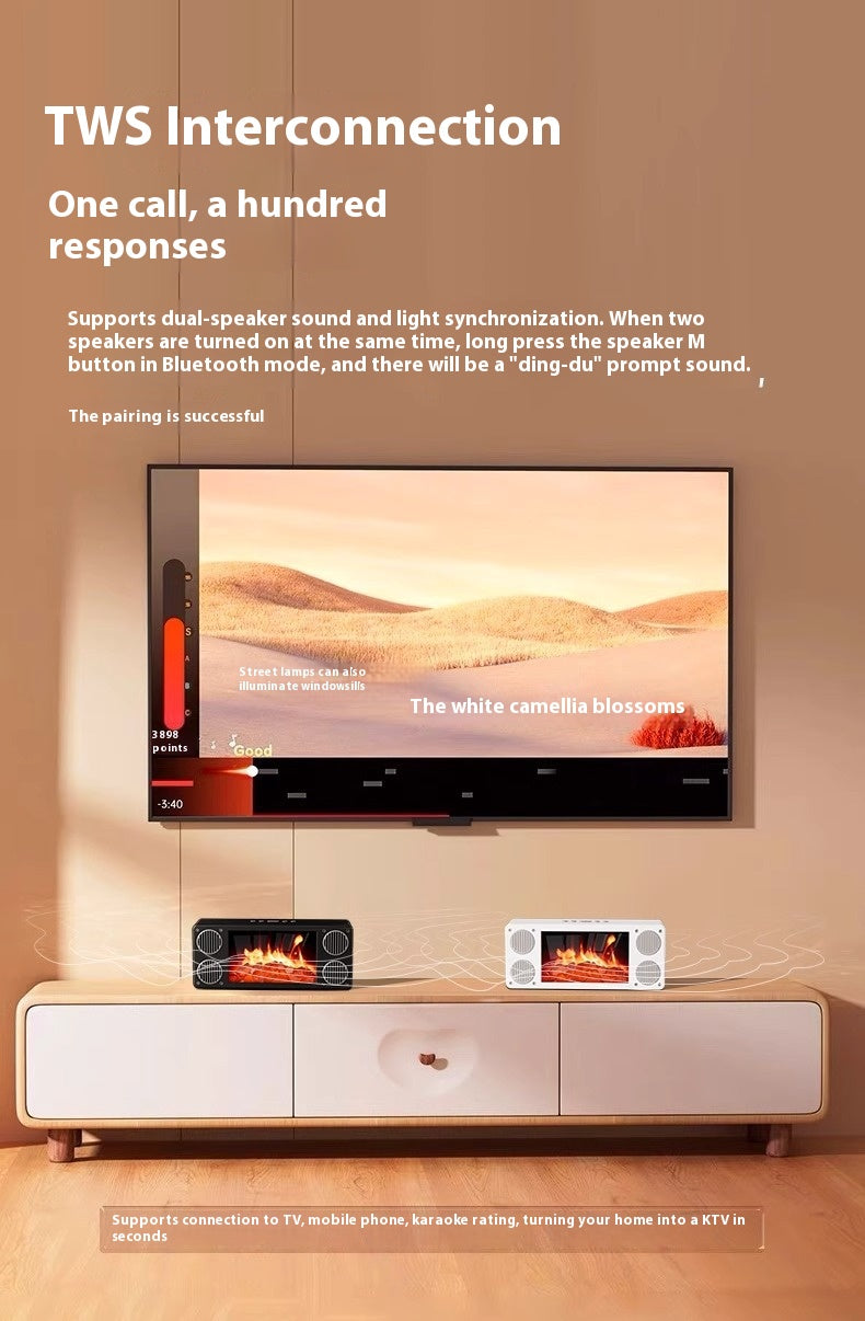 New Flame Fireplace Speaker Creative Small Home Speaker Panoramic Surround Smart Bluetooth Speaker