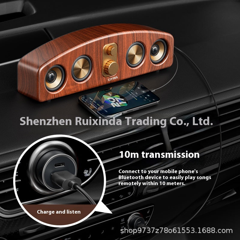 Vintage Wireless Bluetooth Speaker Large Loudspeaker Heavy Bass Wooden Long Soundbar Home Card Slot Desktop Car Audio