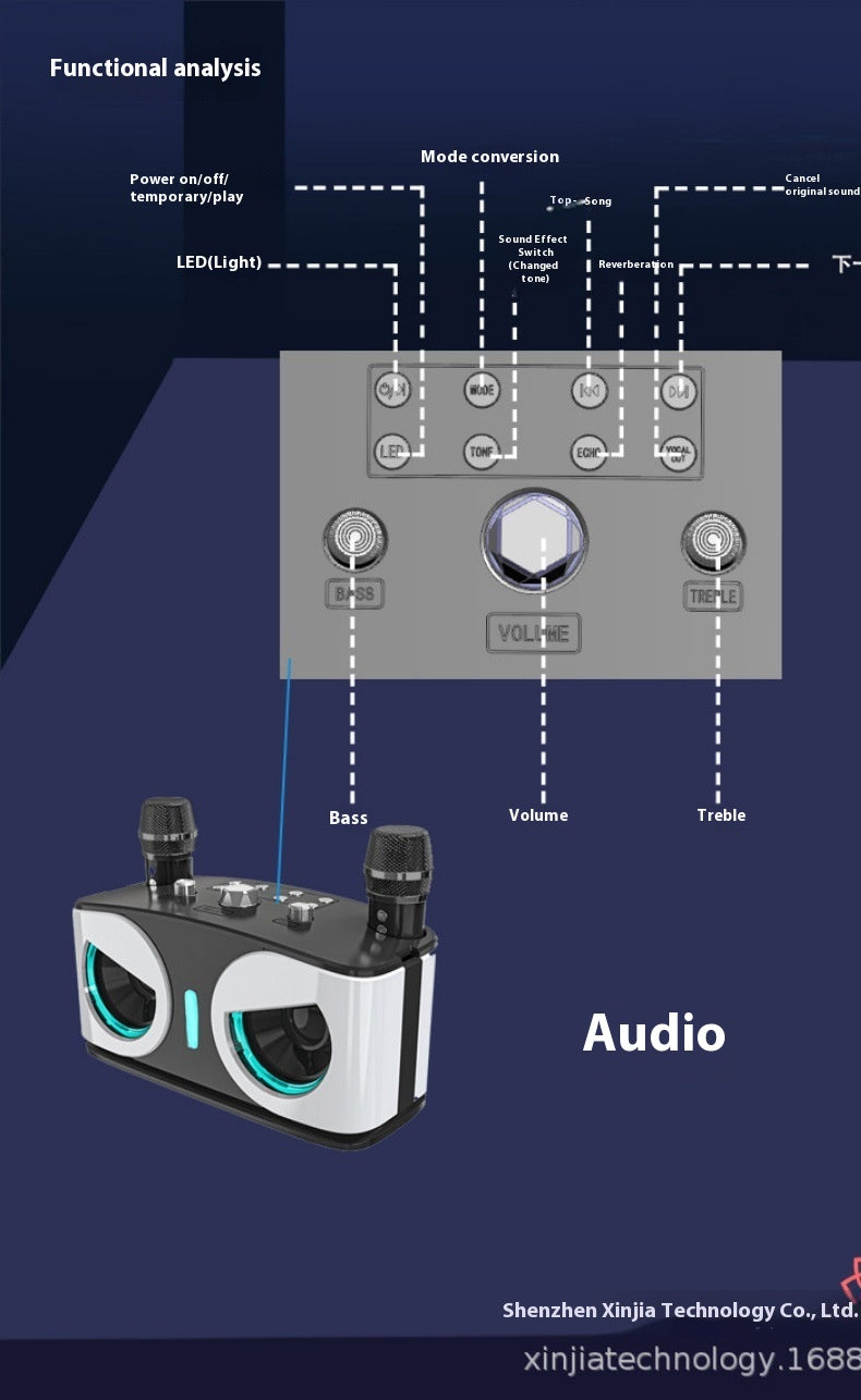 SD306 Bluetooth Speaker with Microphone A922 Home Outdoor Portable KTV Wireless Karaoke Speaker Set