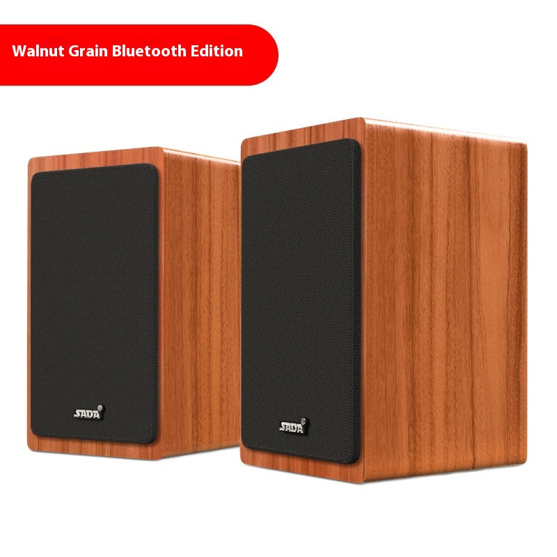 SADA V121 Computer Speaker Desktop Home Small Speaker Wooden Desktop Subwoofer Active