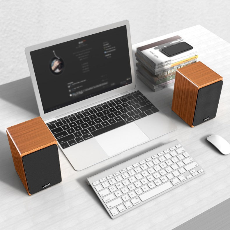 SADA V121 Computer Speaker Desktop Home Small Speaker Wooden Desktop Subwoofer Active
