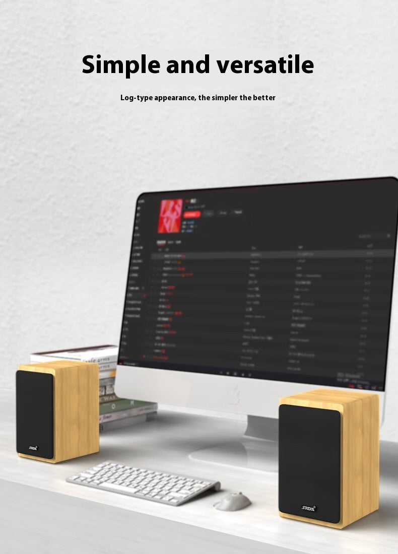 SADA V121 Computer Speaker Desktop Home Small Speaker Wooden Desktop Subwoofer Active