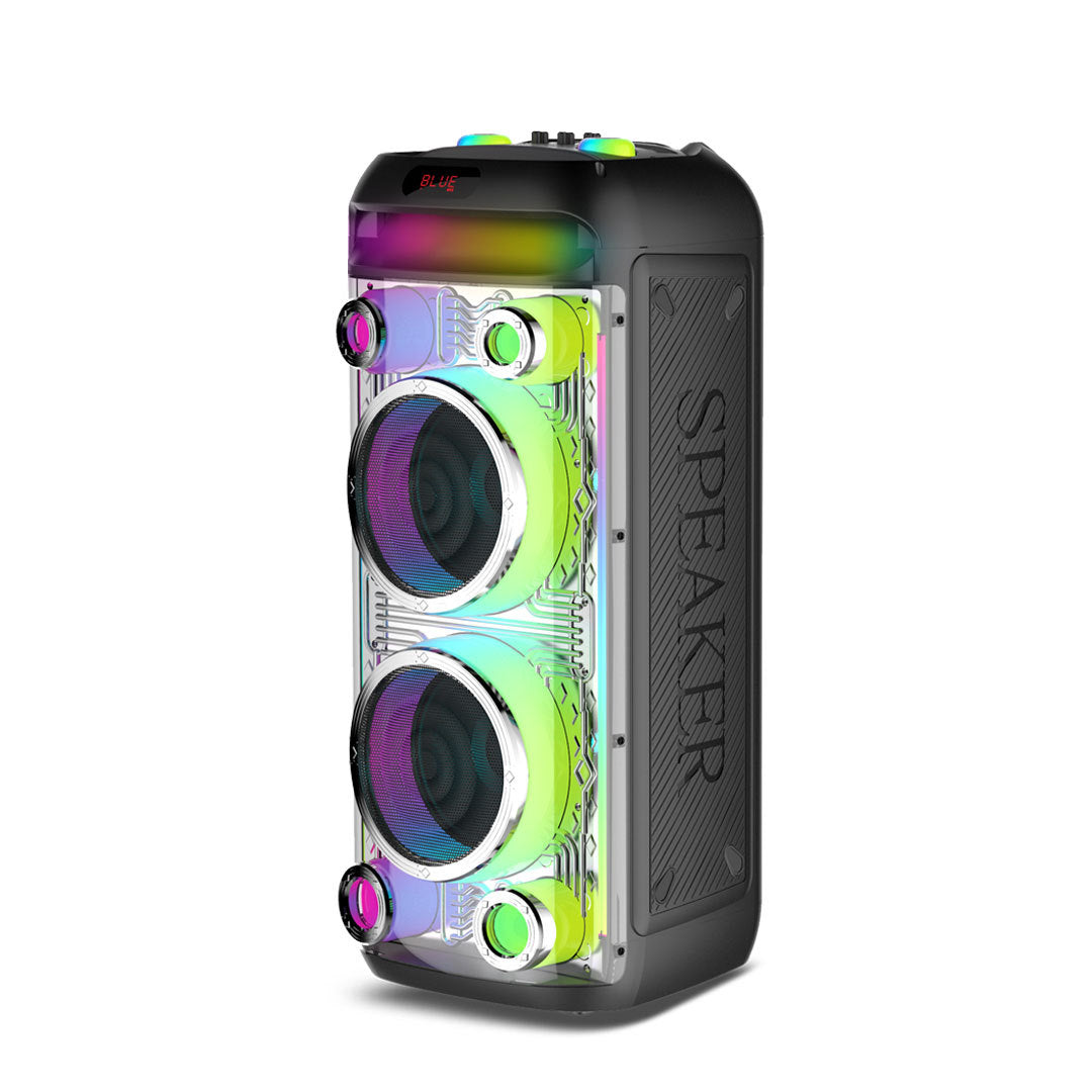 New Double 8inch Transparent Mecha High-Power Bluetooth Speaker Large Volume Bluetooth Speaker