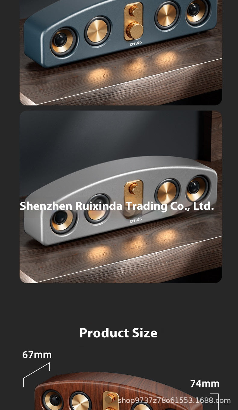 Vintage Wireless Bluetooth Speaker Large Loudspeaker Heavy Bass Wooden Long Soundbar Home Card Slot Desktop Car Audio