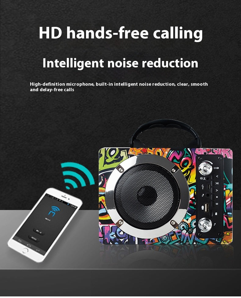 Tuya Wooden Bluetooth Speaker Subwoofer Portable Outdoor Wireless Karaoke Card Slot USB Flash Drive Radio Gift Sound System