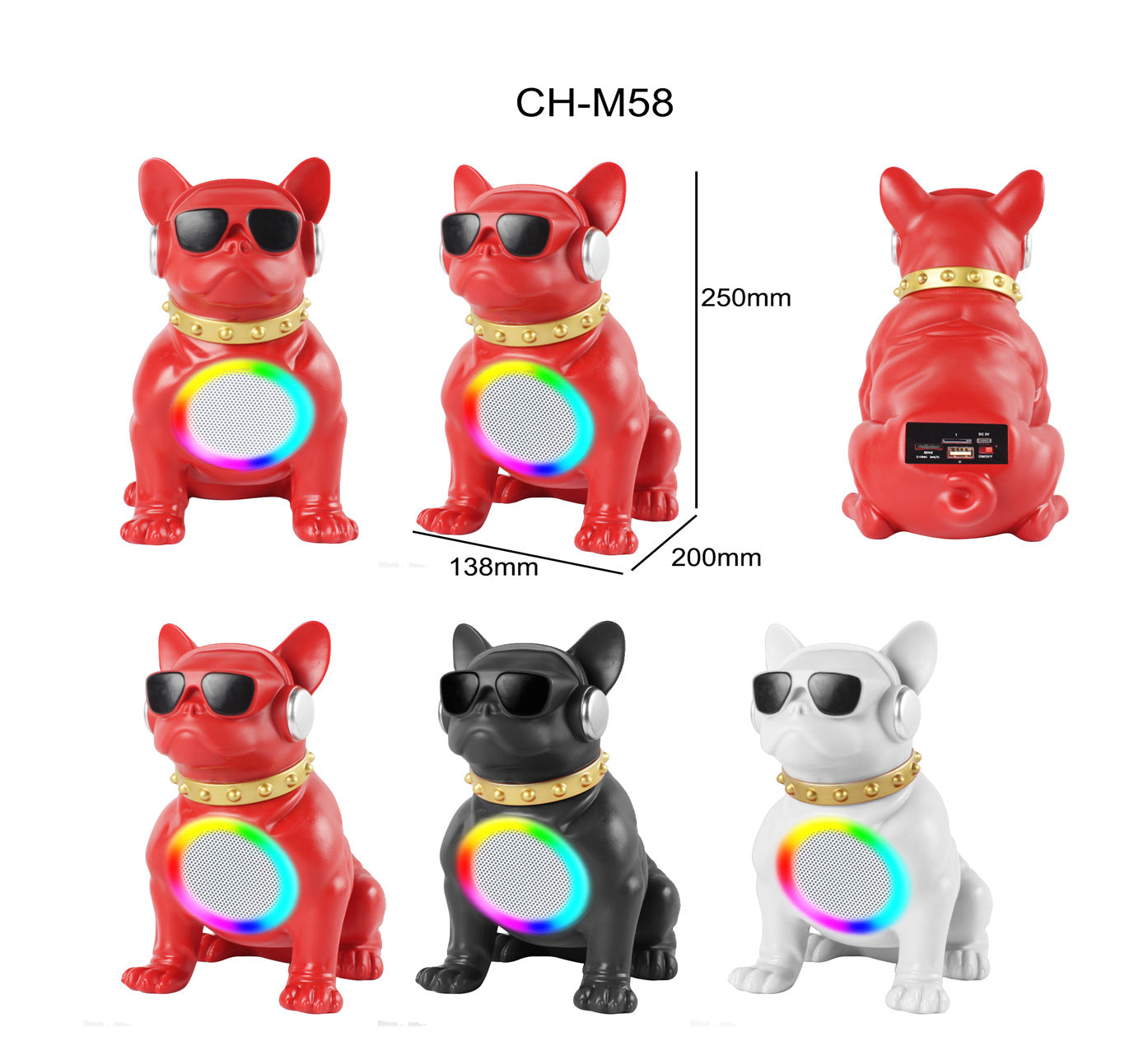 Cartoon Multifunctional Bluetooth Speaker Wireless Card Slot Square Dance Subwoofer Home Desktop Light Big Speaker