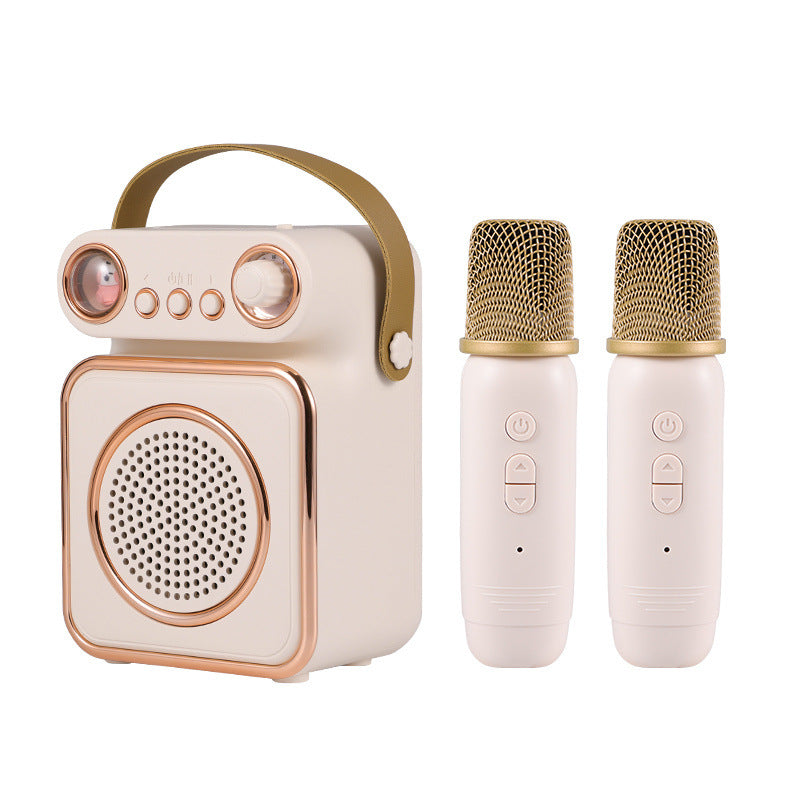 Singing Karaoke Speaker Microphone Combo Home Use Children's Wireless Microphone Smart Bluetooth Speaker Retro