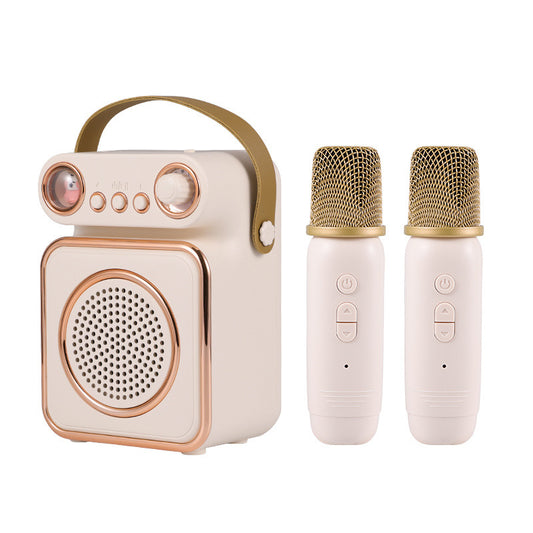 Singing Karaoke Speaker Microphone Combo Home Use Children's Wireless Microphone Smart Bluetooth Speaker Retro