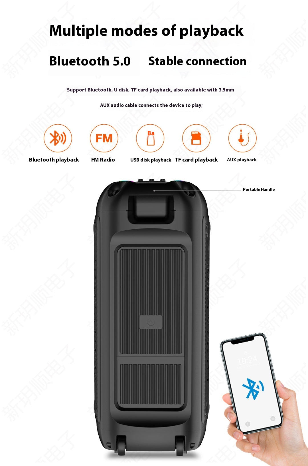 New Double 8inch Transparent Mecha High-Power Bluetooth Speaker Large Volume Bluetooth Speaker