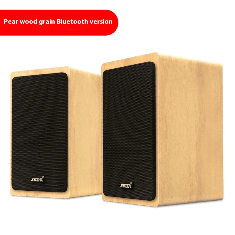 SADA V121 Computer Speaker Desktop Home Small Speaker Wooden Desktop Subwoofer Active