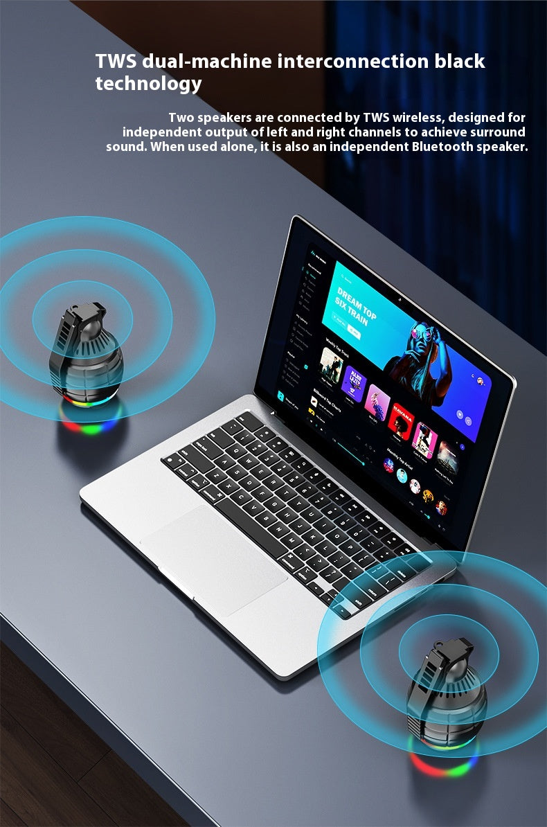 New Wireless Bluetooth Speaker Grenade Portable with FM Radio Bluetooth Speaker Outdoor Hiking Subwoofer